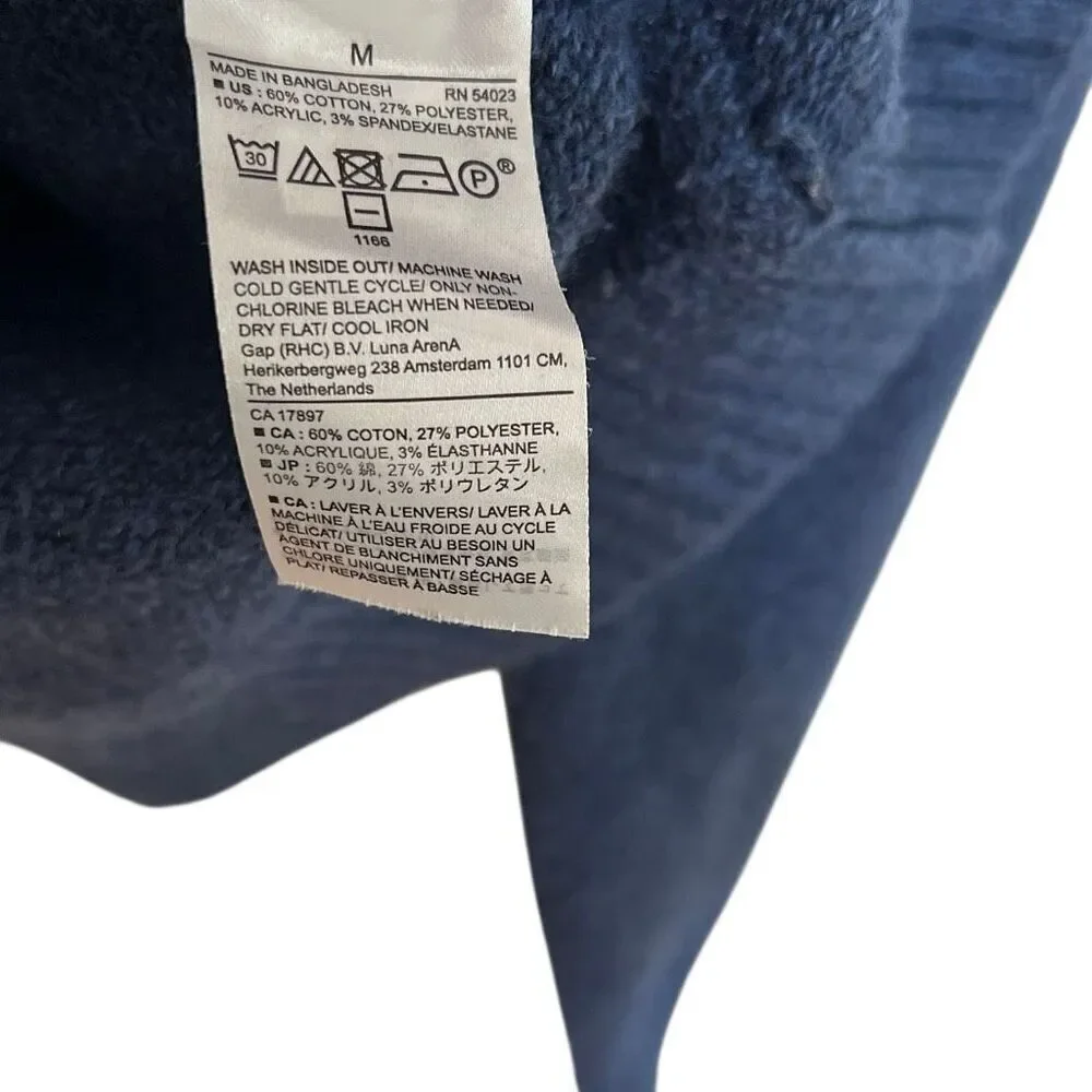 Banana Republic Cotton Blend Knit Crew Neck Pullover Sweater Navy Blue Sz Medium